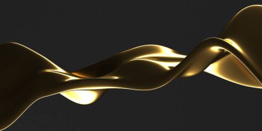 Altın soyut dalgalı sıvı arka plan. 3d resimleme