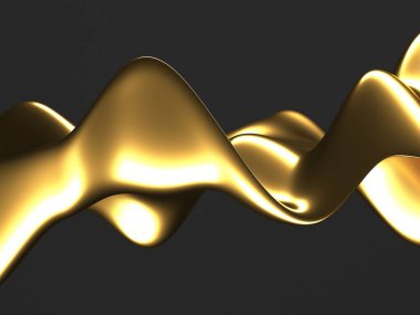 Altın soyut dalgalı sıvı arka plan. 3d resimleme