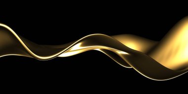 Altın soyut dalgalı sıvı arka plan. 3d resimleme