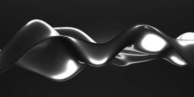 Metalik, soyut, dalgalı sıvı arka plan. 3d resimleme