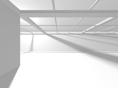 Aydınlatılmış koridor iç tasarımı. Boş Oda İç mimarisi. 3 Boyutlu Hazırlama