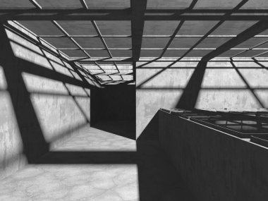 Soyut mimari arka plan. İçi boş beton döşeme. 3d hazırlayıcı