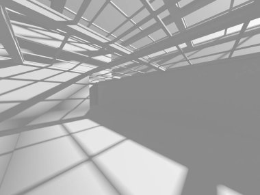 Beyaz Modern Arkaplan. Soyut Bina Konsepti. 3d Hazırlama