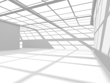 Beyaz Modern Arkaplan. Soyut Bina Konsepti. 3d Hazırlama