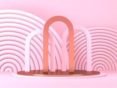 Kozmetik ürün sunumu için boş bir vitrin. En az olay yeri. Reklamcılık arka plan oluşturur. 3d hazırlayıcı