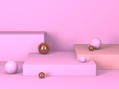 Kozmetik ürün sunumu için boş bir vitrin. En az olay yeri. Reklamcılık arka plan oluşturur. 3d hazırlayıcı