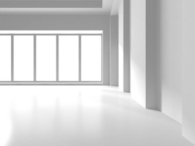 Soyut Beyaz Mimari Tasarım Konsepti. 3d Görüntüleme