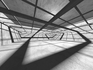 Dark Beton Duvar Mimarisi. Boş Oda. 3d Görüntüleme