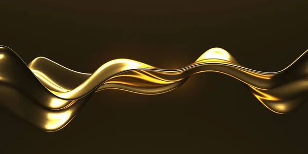 Zlaté Abstraktní Vlnité Tekuté Pozadí Vykreslení Ilustrace — Stock fotografie