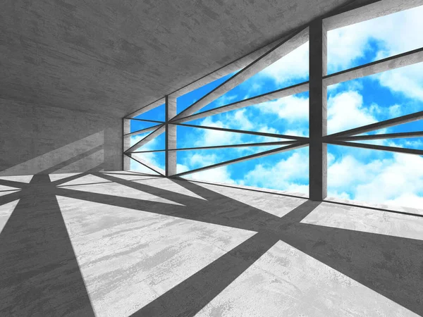 Конструкція Стін Бетонної Кімнати Фоні Хмарного Неба Концепція Абстрактного Дизайну — стокове фото
