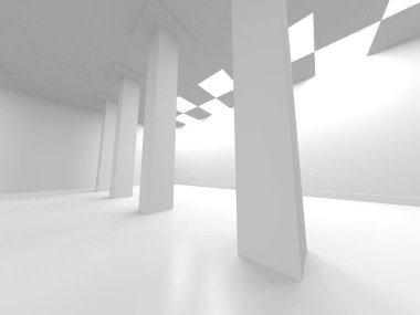 Beyaz Modern Arkaplan. Soyut Boş Oda. 3d Hazırlama