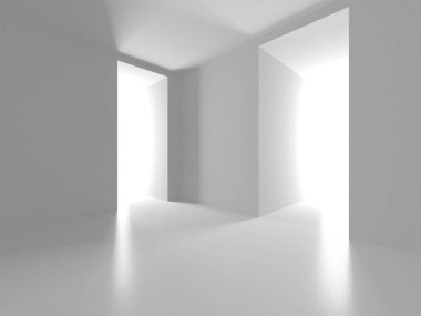 Beyaz Modern Arkaplan. Soyut Boş Oda. 3d Hazırlama