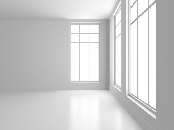White Modern Background. Abstract Empty Room. 3d Render