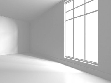 Beyaz Modern Arkaplan. Soyut Boş Oda. 3d Hazırlama