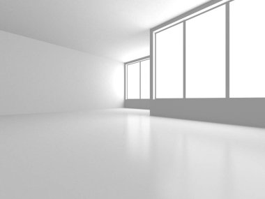 Beyaz Modern Arkaplan. Soyut Boş Oda. 3d Hazırlama