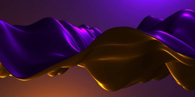 Renkli sıvı metalik dalgalı arka plan. 3d resimleme