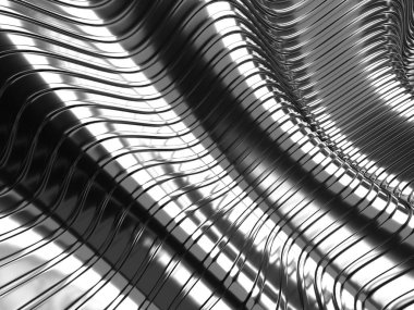 Metalik, soyut, dalgalı sıvı arka plan. 3d resimleme