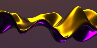 Altın soyut dalgalı sıvı arka plan. 3d resimleme