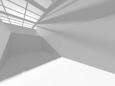 Beyaz Modern Arkaplan. Soyut Bina Konsepti. 3d Hazırlama