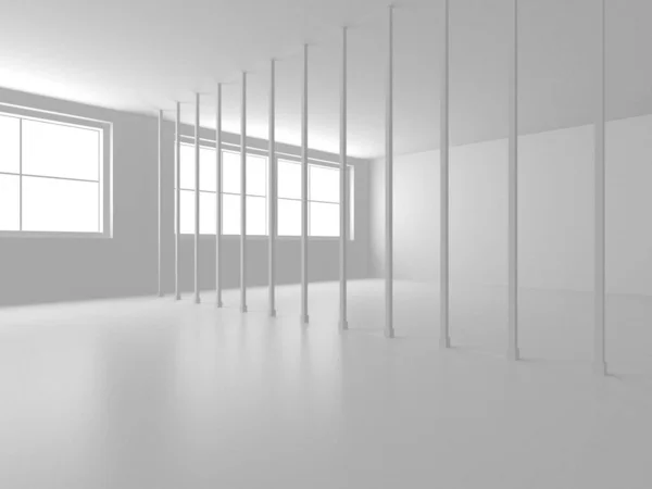 Quarto Vazio Moderno Branco Conceito Construção Abstrato Render — Fotografia de Stock