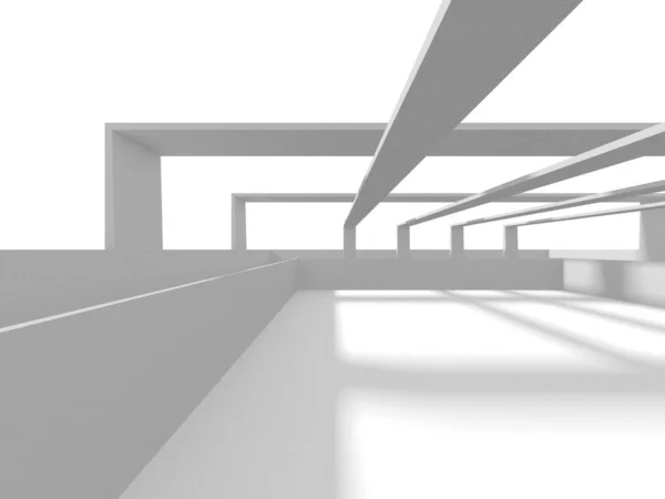 White Modern Empty Room. Abstract Building Concept. 3d Render