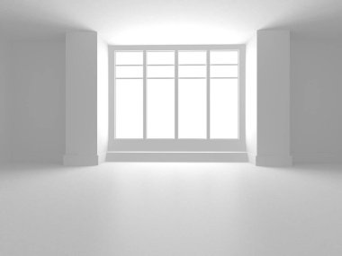 Beyaz Modern Arkaplan. Soyut Oda İçişleri Konsepti. 3d Hazırlama