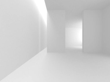 Beyaz Modern Boş Oda. Soyut Bina Konsepti. 3d Hazırlama