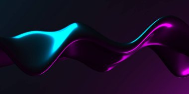 Renkli sıvı metalik dalgalı arka plan. 3d resimleme