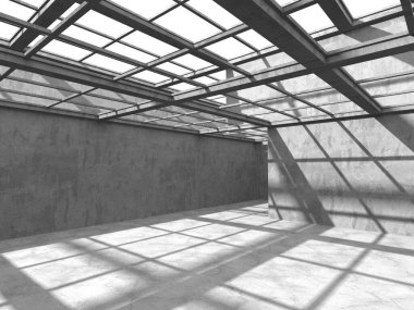 Soyut mimari arka plan. İçi boş beton döşeme. 3d hazırlayıcı