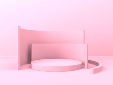 Soyut geometrik arkaplan. Pembe renk. Geometri şekilli podyum ürün sunumu için maket