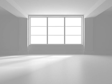 Soyut Beyaz Oda Mimari Tasarım Konsepti. 3d Görüntüleme