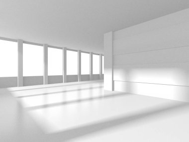 Soyut Beyaz Oda Mimari Tasarım Konsepti. 3d Görüntüleme