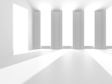 Soyut Beyaz Oda Mimari Tasarım Konsepti. 3d Görüntüleme
