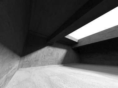 Dark Beton Duvar Mimarisi. Boş Oda. 3d Görüntüleme