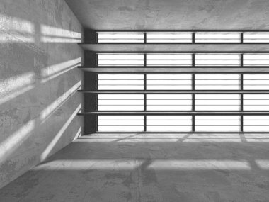 Dark Beton Duvar Mimarisi. Boş Oda. 3d Görüntüleme