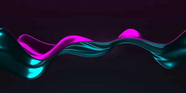 Colorful Liquid metallic wavy background. 3d render illustration