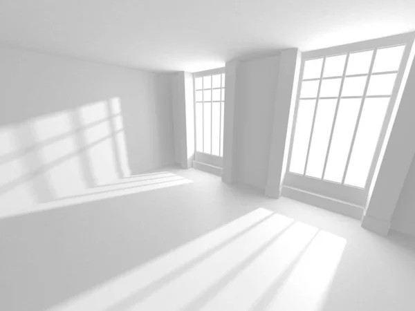 Abstract White Room Architecture Design Concept. 3d Render Illustration