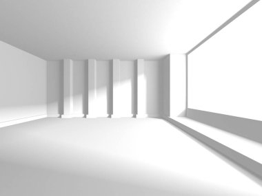 Beyaz Modern Arkaplan. Soyut Oda Konsepti. 3d Hazırlama