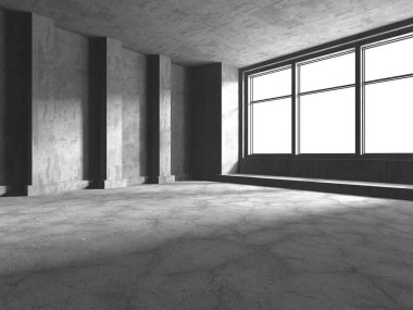 Soyut mimari arka plan. İçi boş beton döşeme. 3d hazırlayıcı