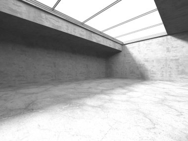 Soyut mimari iç plan. Boş beton oda. 3d hazırlayıcı