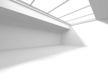 Aydınlatılmış koridor iç tasarımı. Boş Oda İç mimarisi. 3 Boyutlu Hazırlama