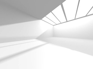 Beyaz Modern Arkaplan. Soyut Oda Konsepti. 3d Hazırlama