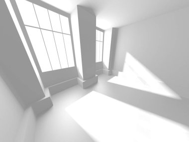 Beyaz Modern Arkaplan. Soyut Oda Konsepti. 3d Hazırlama