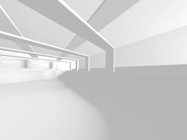 Aydınlatılmış iç tasarım. Boş Oda İç mimarisi. 3 Boyutlu Hazırlama