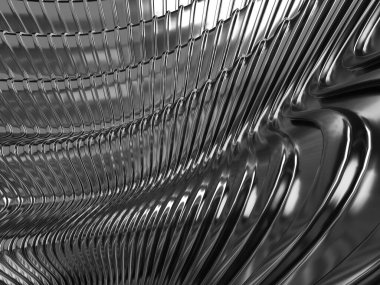 Metalik, soyut, dalgalı sıvı arka plan. 3d resimleme