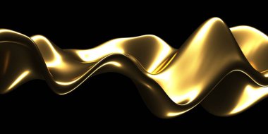Altın soyut dalgalı sıvı arka plan. 3d resimleme