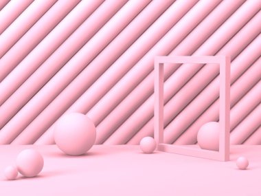 Soyut geometrik arkaplan. Pembe renk. Geometri şekilli podyum ürün sunumu için maket