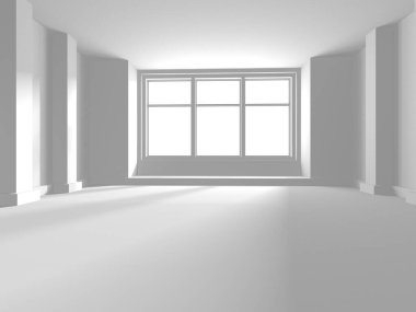 Soyut Beyaz Mimari Tasarım Konsepti. 3d Görüntüleme