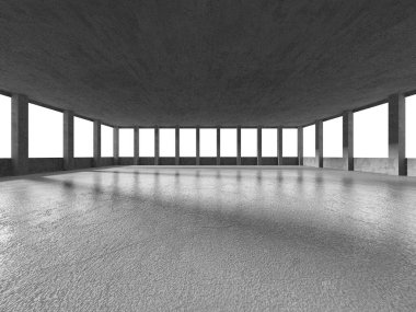 Dark Beton Duvar Mimarisi. Boş Oda. 3d Görüntüleme