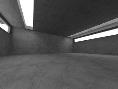 Dark Beton Duvar Mimarisi. Boş Oda. 3d Görüntüleme